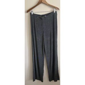 Chicos Travelers Pull On Wide Leg Green Gray Pants Womens Size Airplane Slinky